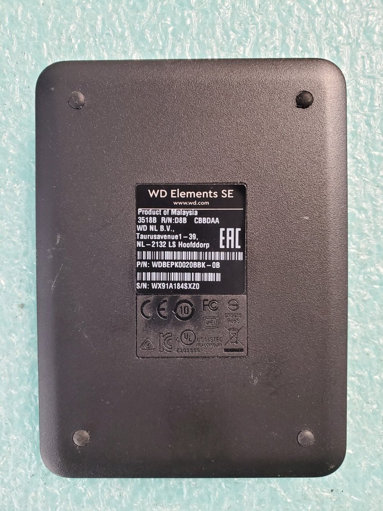 WD Elements SE 2TB External Hard Disk Drive WDBEPK0020BBK-0B w/Cable | C662
