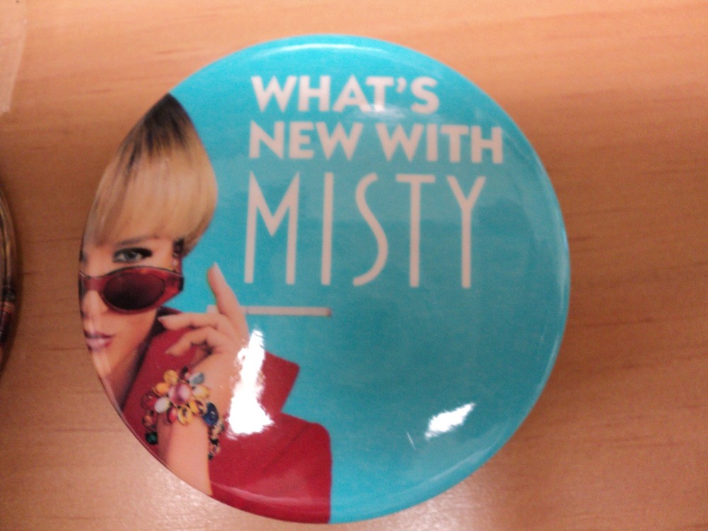 Misty Cigarettes Pinback Advertising Button (Whats New)