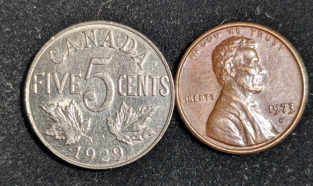 1929 Canada 5 Cents Circulated KM# 29