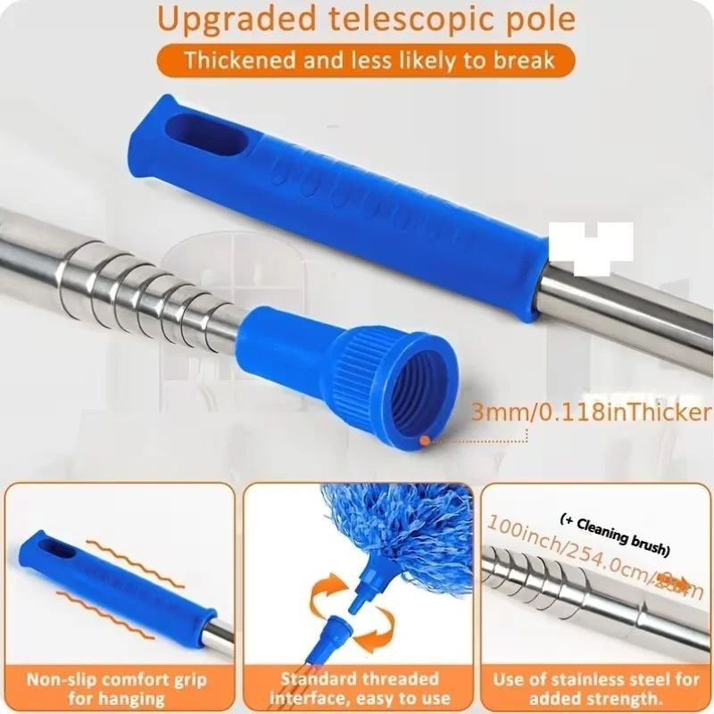 111" Extendable Microfiber Duster Bendable Retractable Pole Brush
