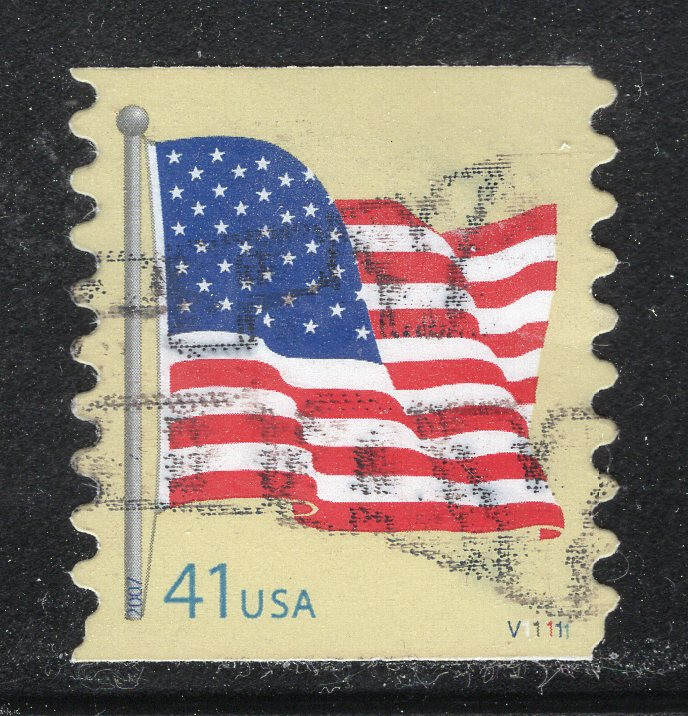 4188  41c Flag   - Pl # V1111  with Lower Bell  -  Used