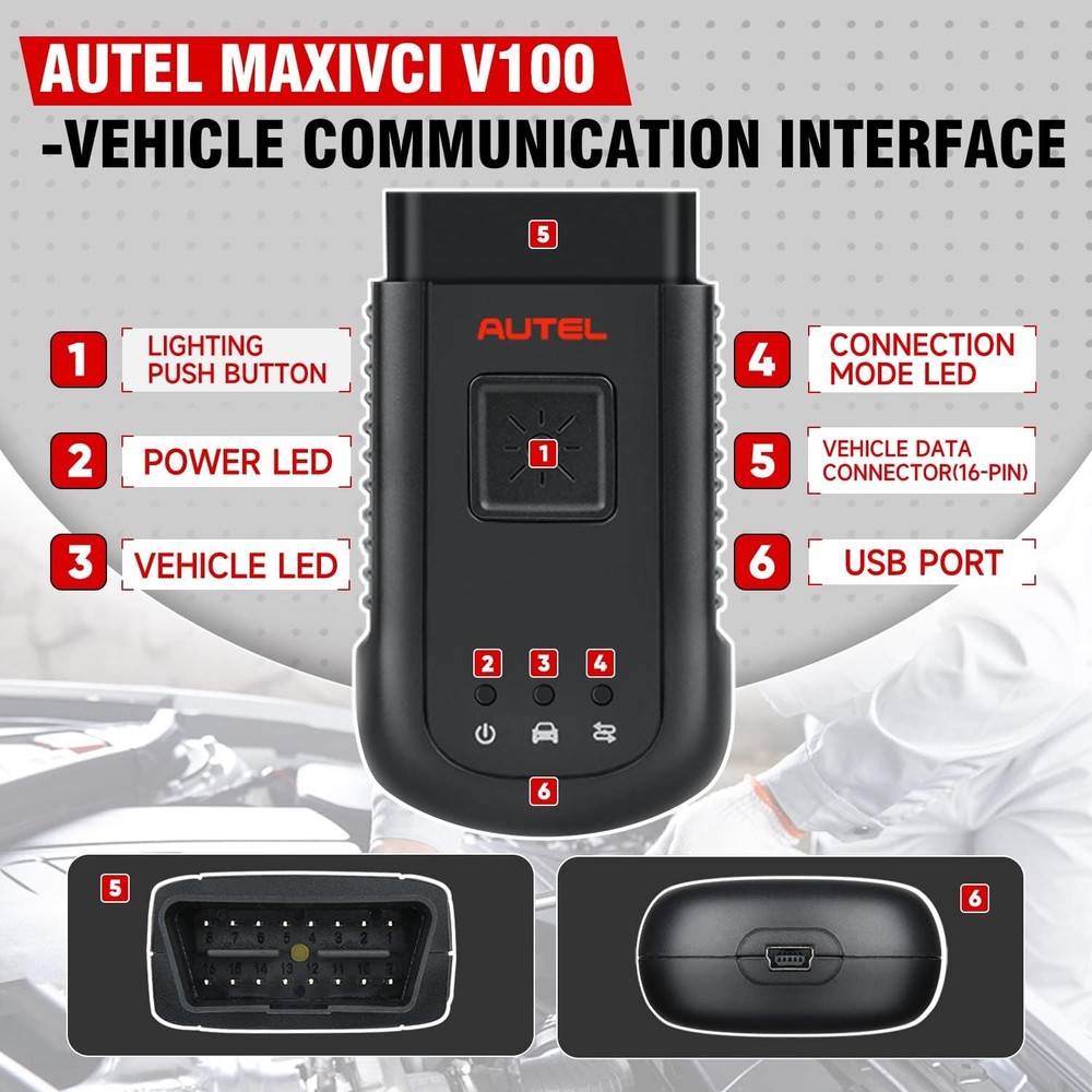 Autel V100 MaxiSYS VCI100 Bluetooth Vehicle Communication Interface for MS906BT