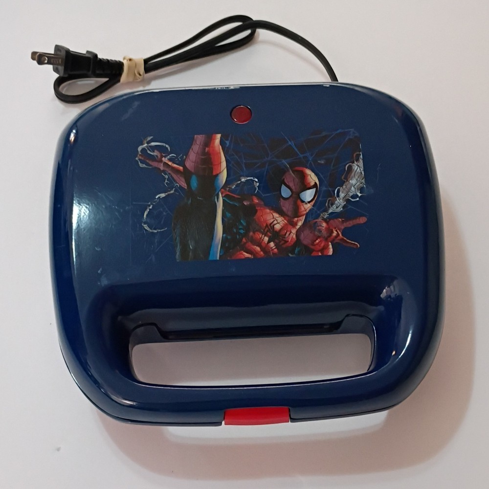 WORKING Marvel Spider-Man Electric Non-Stick Waffle Maker Blue Novelty Design.
