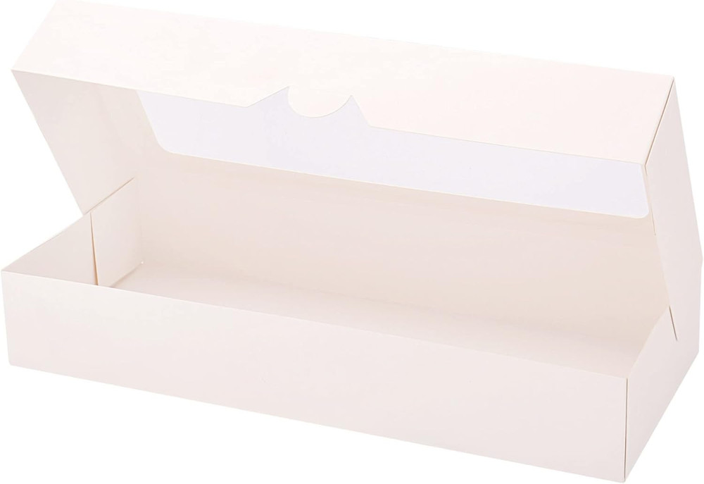 24-Pack 14" X 6" X 2.5" Cookie Boxes, Bakery Boxes with Window, Strawberry Boxes