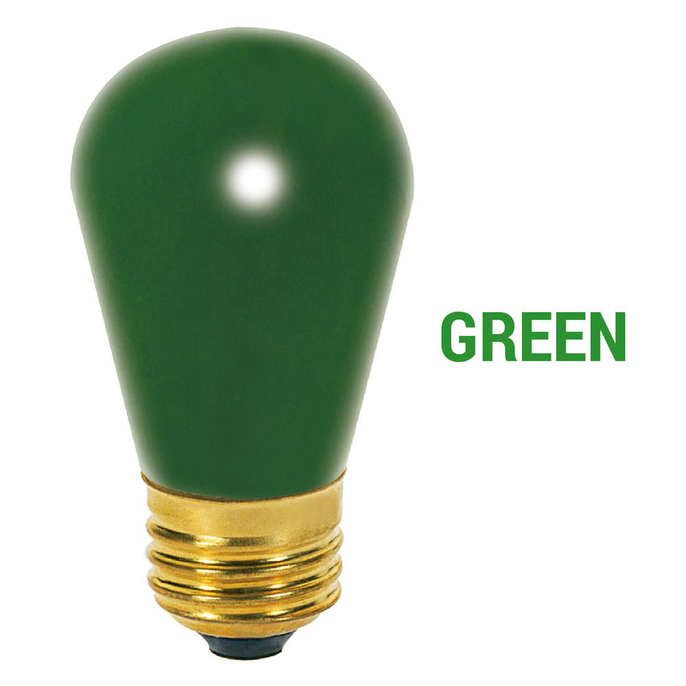 GREEN CERAMIC Patio String Light Sign Bulb 120V 11W S14 Medium E26 Base 11S14/G