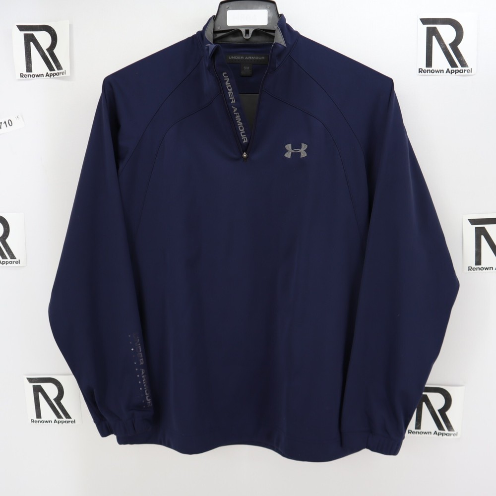 Mens Under Armour ColdGear Navy Blue 1/4 Pullover Sweat Shirt Jacket Size Small