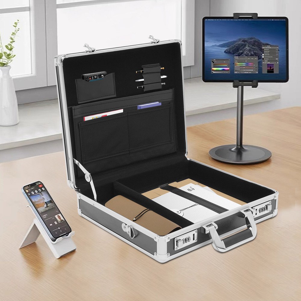 Executive Aluminium Hard Case Business Briefcase Attache Travel Case Work Bag