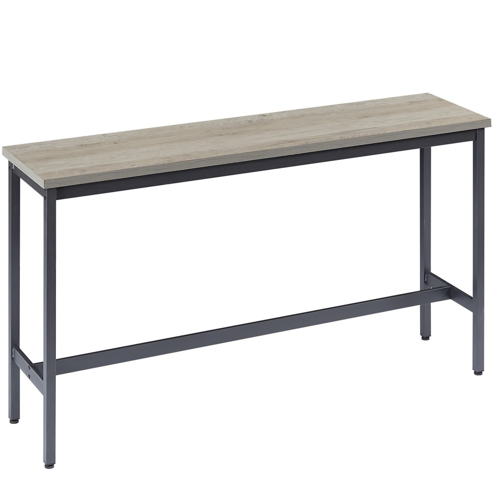 4 Piece Bar Table Set Counter Height Kitchen Pub Table w/ 3 Bar Stools Gray