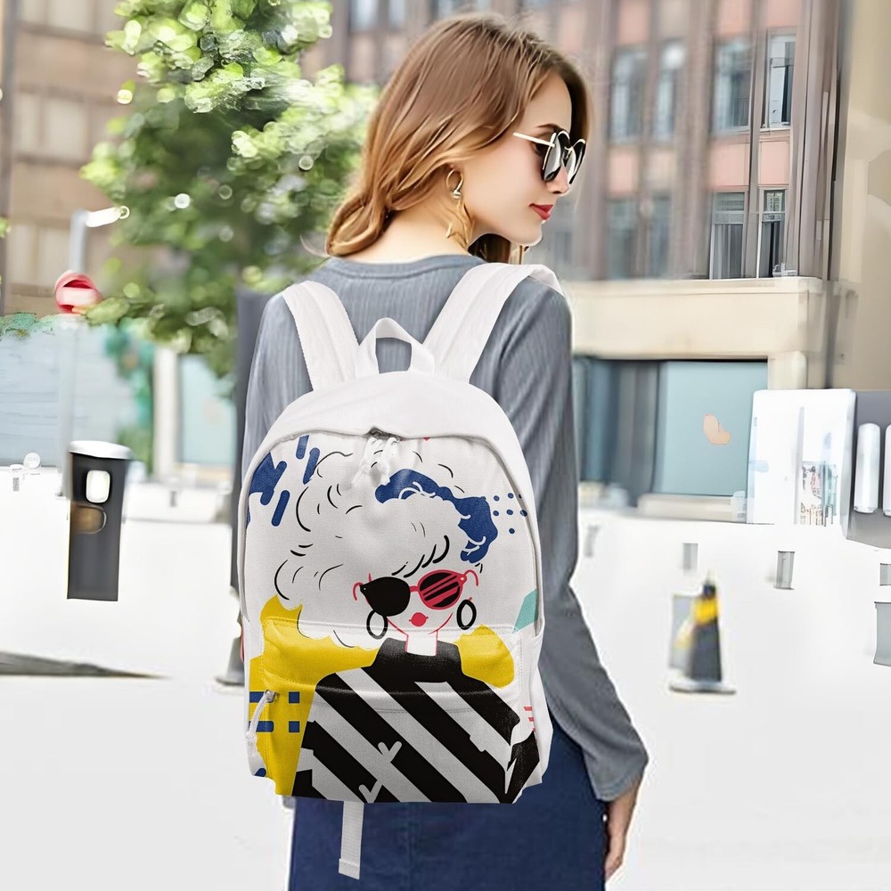 DIY Canvas Backpack White Backpack Large Casual Daypack Satchel Laptop Backpa...