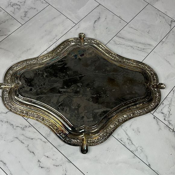 Silverplated Tray with Six Kiddish Wine Cups from Israel
