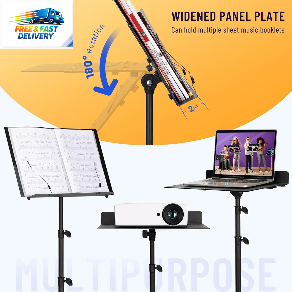 Sheet Music Stand Foldable: Music Stands with Tri-Fold Panel Height Adjustable t