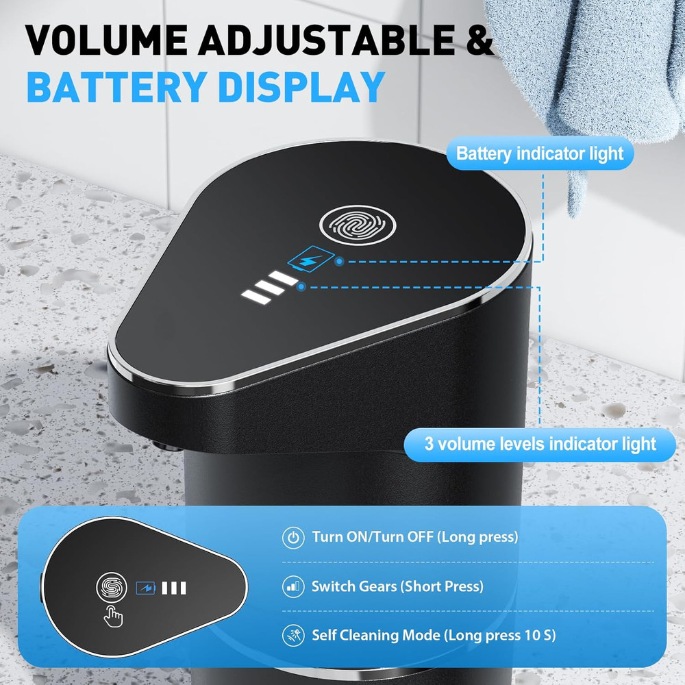 Automatic Soap Dispenser,Touchless Hand Wall Mount Rechargeable 3 Gear Adjustabl