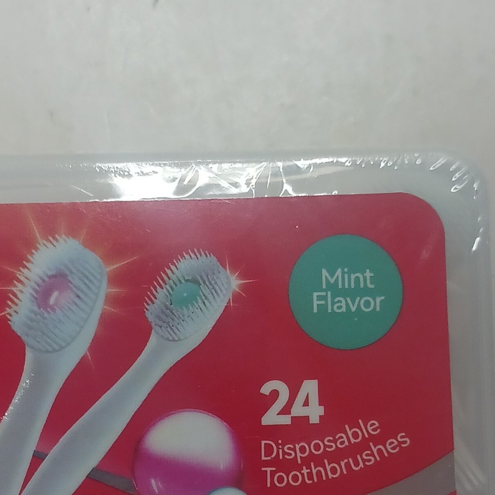 Mini Brushes-Disposable Toothbrushes with Cleaning Beads Mint Toothpaste & Pick