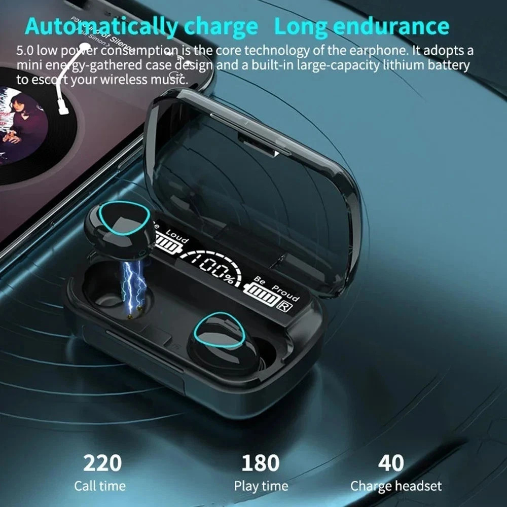 TWS Bluetooth Earbuds Waterproof Bluetooth5.3 Headset Noise Cancelling Wireless~