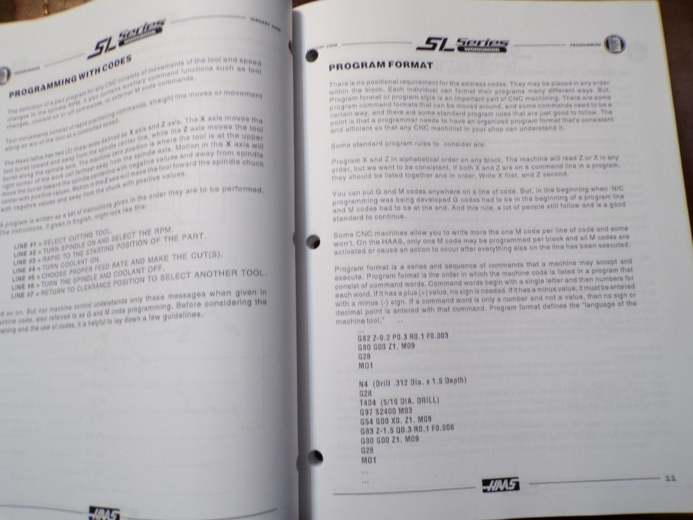 Haas SL-Lathe Training Manual 2001