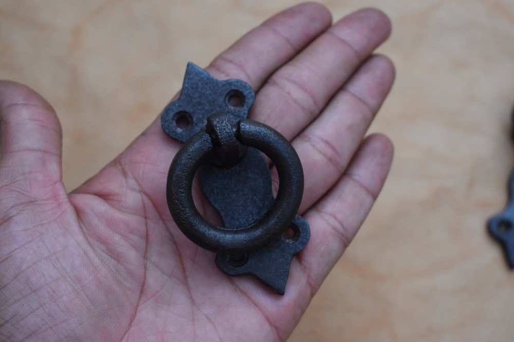 iron door knocker gate handle knob vintage cast pull drop handle Hardware 4 pcs