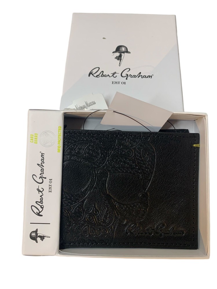 Robert Graham, Skull Embossed Leather Bifold Wallet - Black