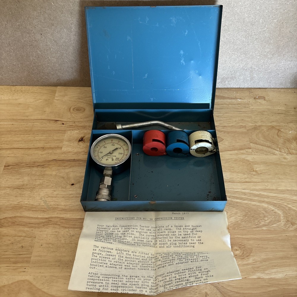 Cal-Van Compression Tester Gauge W/ Matco Spring Couplers Vintage READ!