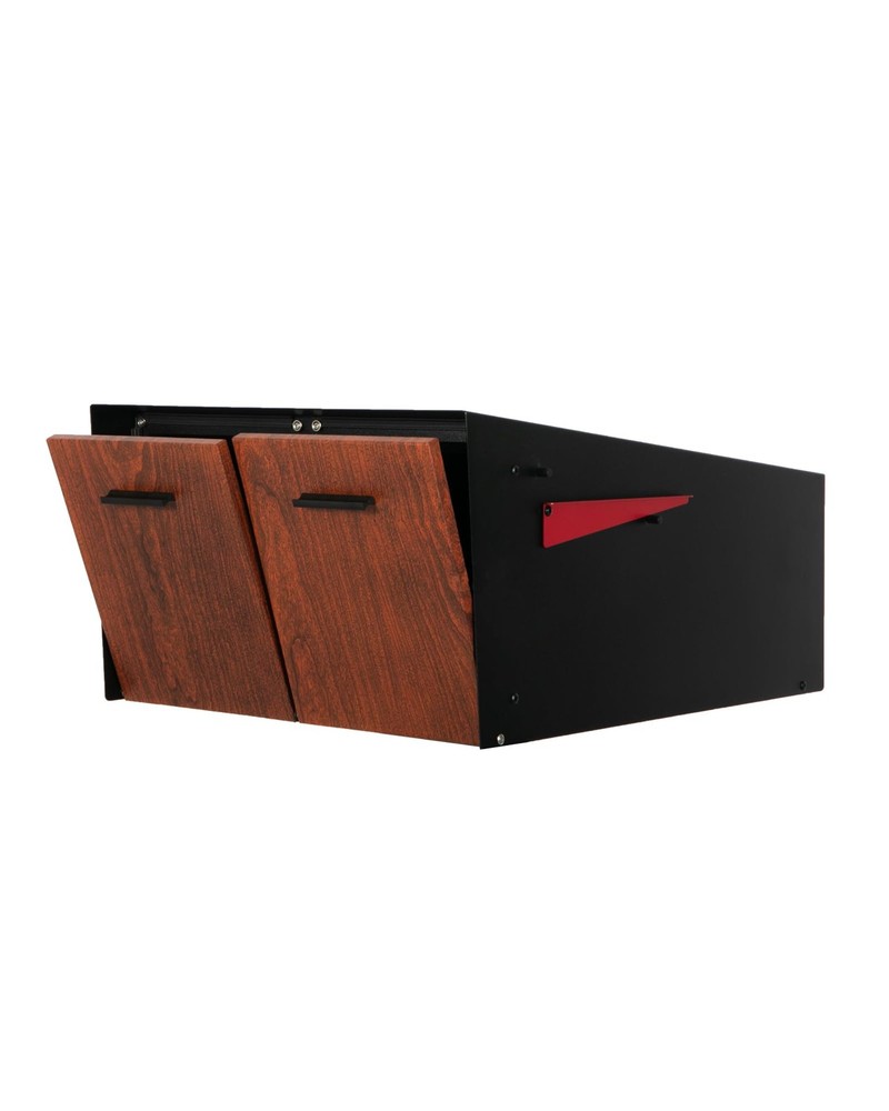 Ilyapa Black Double Mailbox, Post Mount Mailboxes for Outside- Two Sided Mail...