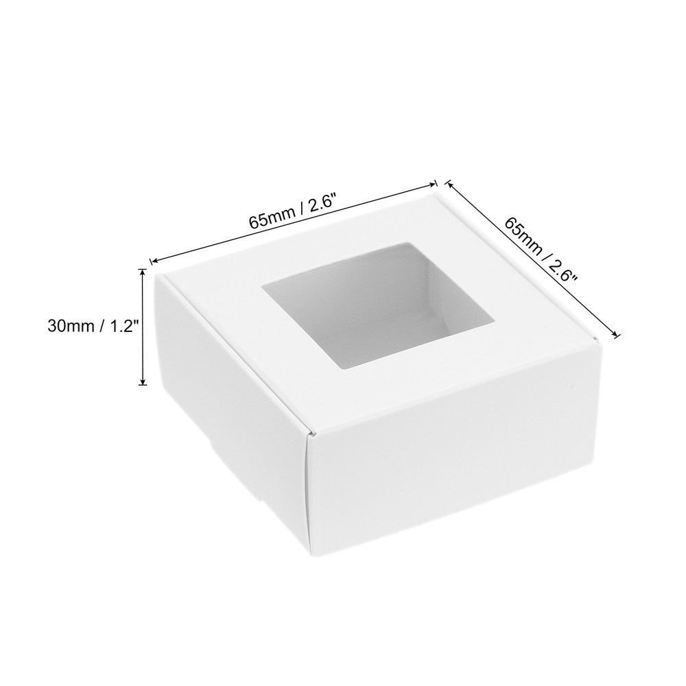 2.6"x2.6"x1.2" Paper Soap Box with Window, 20 Pack Soap Boxes Square, White