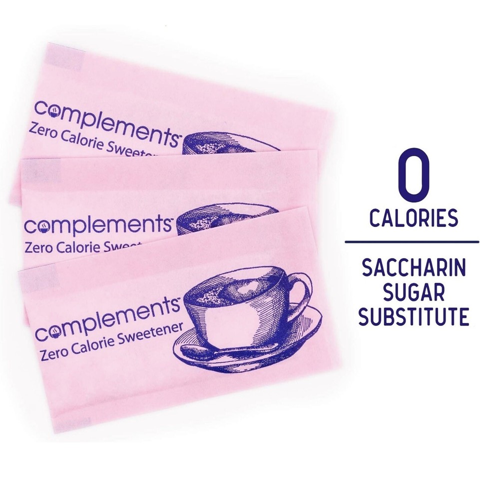 Complements Zero Calorie Saccharin Pink Sweetener Packets, 2000 Count