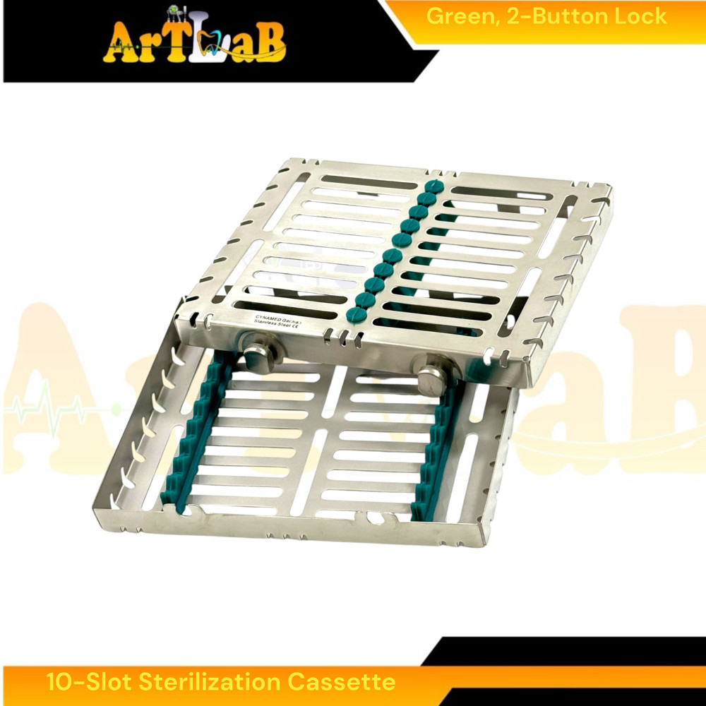 Autoclave Sterilization Boxes for 10 Instruments Each, Detachable, 2-Button (2PK