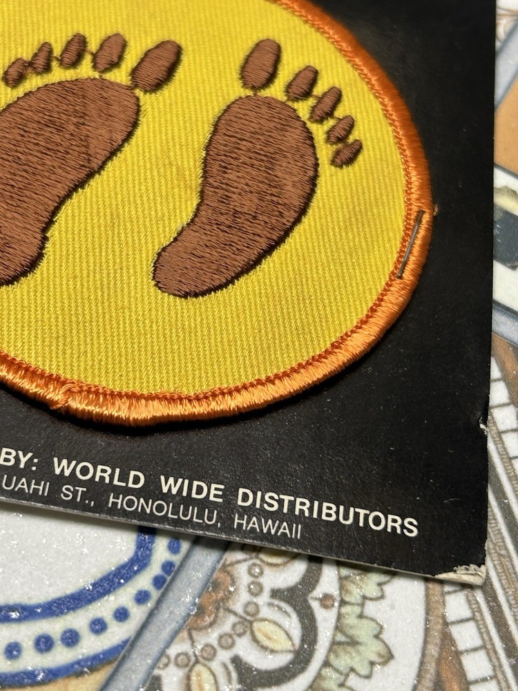 Vintage Made In Hawaii Footprints Embroidered Patch 3”