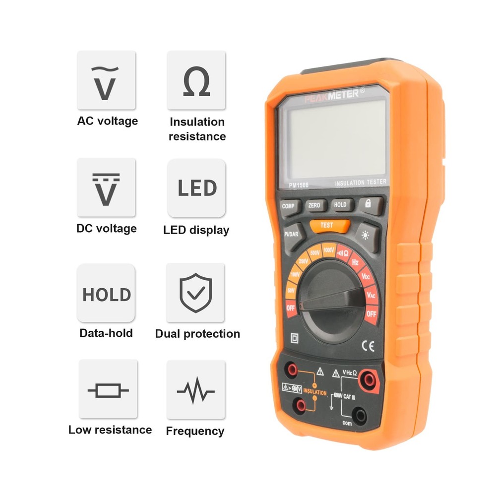 Digital Megohmmeter, Insulation Resistance Tester, orange+black