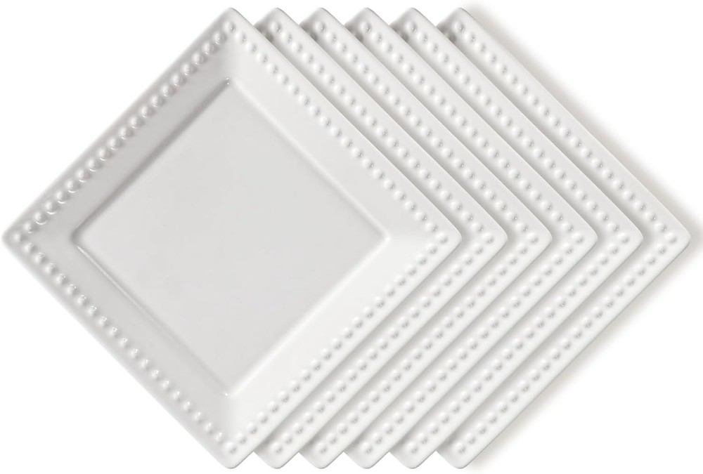 Emed Ceric Appetizer & Dert Plates -, 6 inch White Square Dinner