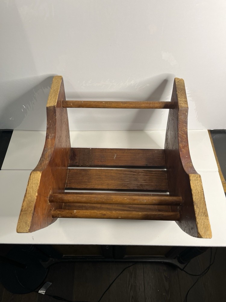 Vintage Handcrafted Oak Wood Step Stool Primitive Distressed Solid Foot Bench