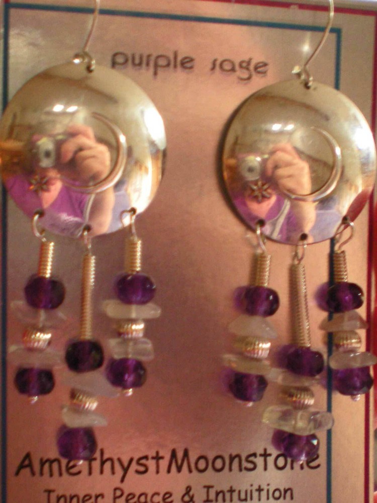 Amethyst & Moonstone Sterling Silver Earrings e164
