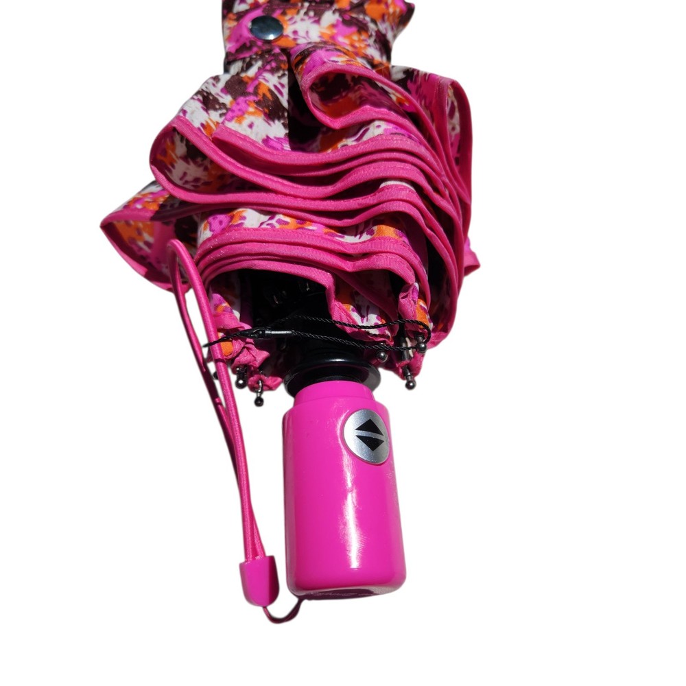 Vera Bradley Compact Umbrella Pink Houndstooth Pattern Automatic Release