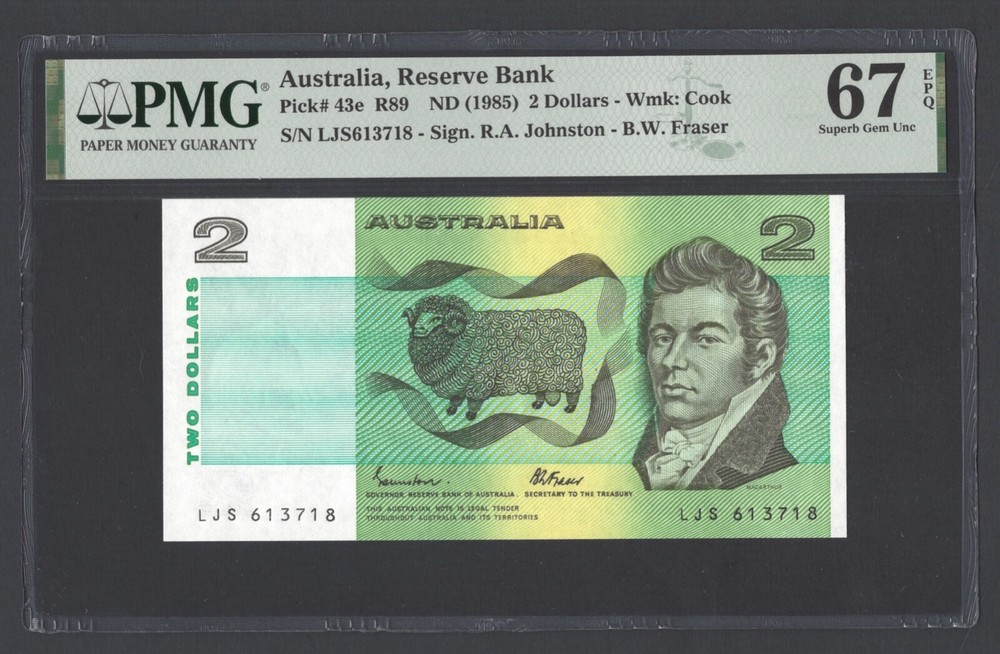 Australia 2 Dollars ND(1985) P43e Uncirculated Grade 67