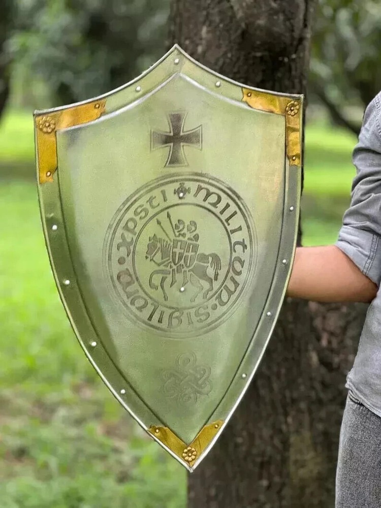 Knight Templar Crusader Shield – Medieval Decor Armor Prop | LARP Halloween Gift