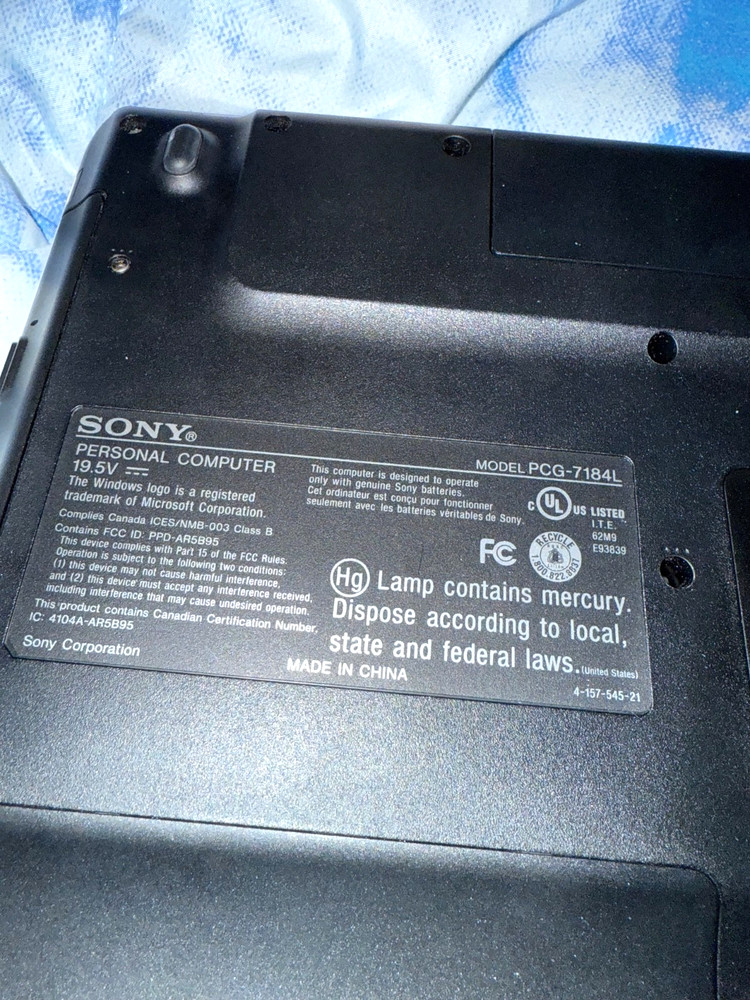 Sony Vaio Laptop Computer PCG-7184L