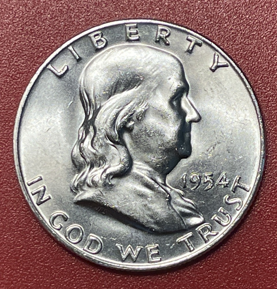 1954 D Franklin Silver Half Dollar, Choice Uncirculated.