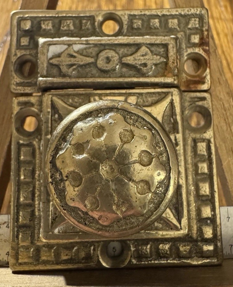 Vintage Solid Brass Cabinet Bolt Latch – Decorative Surface Mount Hardware