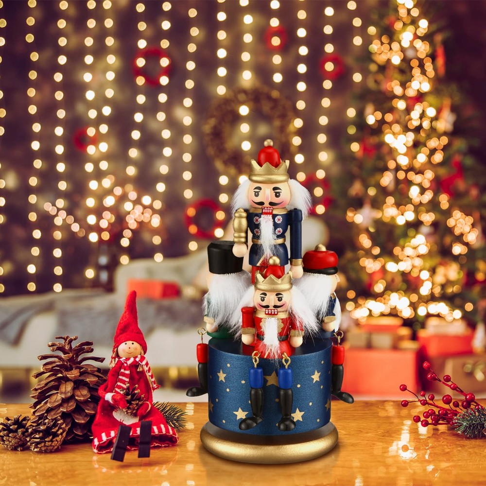 Nutcracker Music Box Wooden Nutcracker Soldier Toy Handmade Nutcracker Figure...
