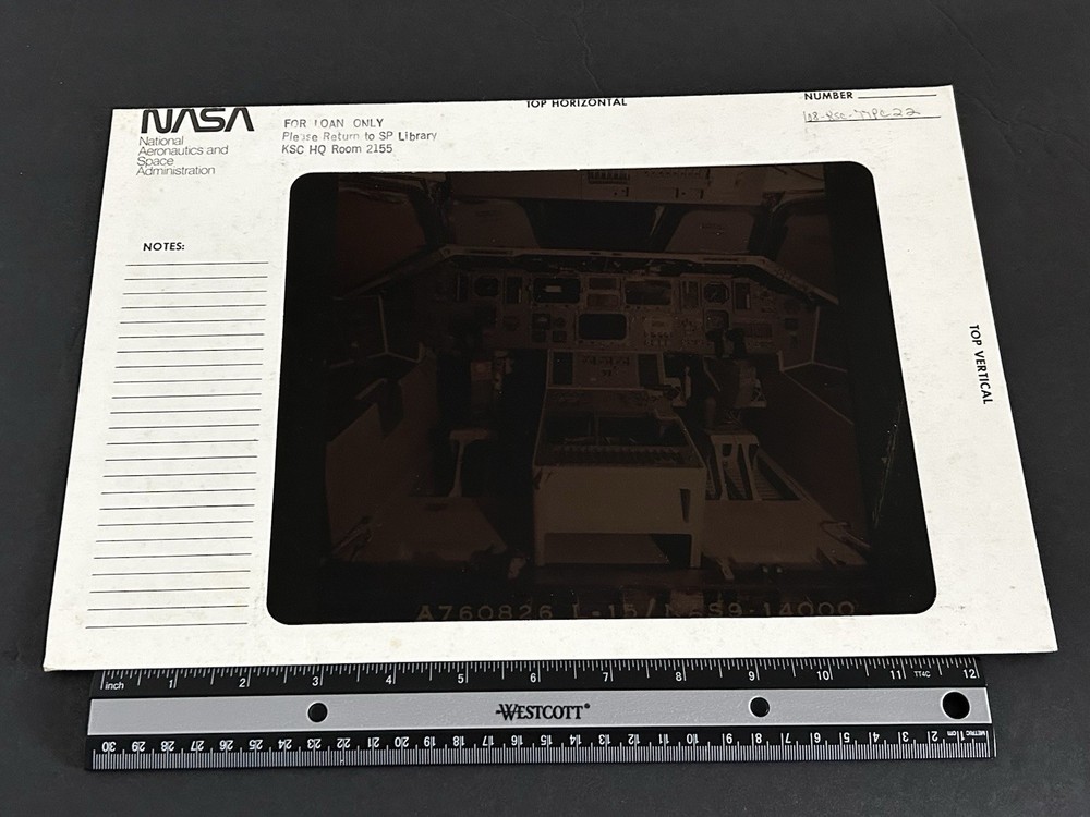 1977 NASA KSC Space Shuttle Orbiter Cockpit Controls Presentation Transparency