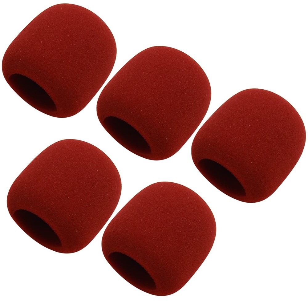 5Pcs Microphone Cover Foam Mic Cover Handheld Microphone Windscreen Wine red