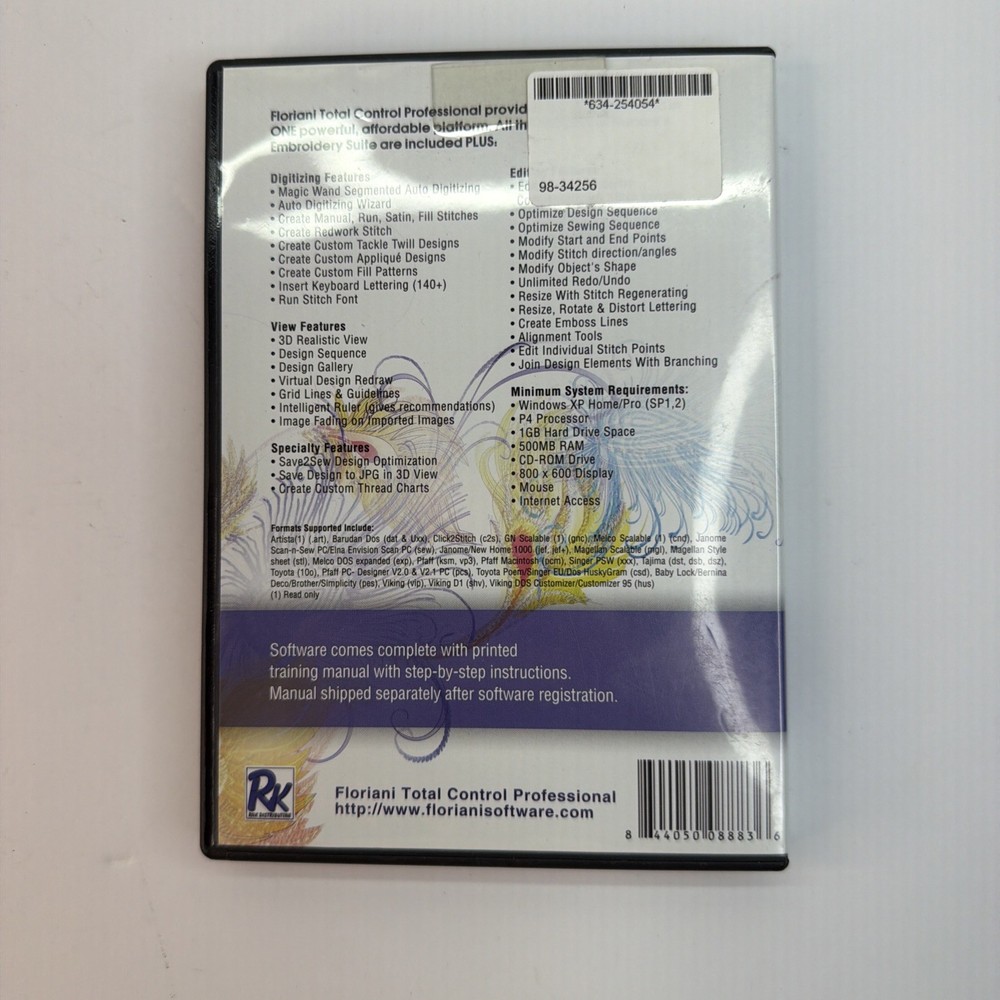 Floriani Total Control Embroidery Machine Software CD Version 4.75 Trade Up