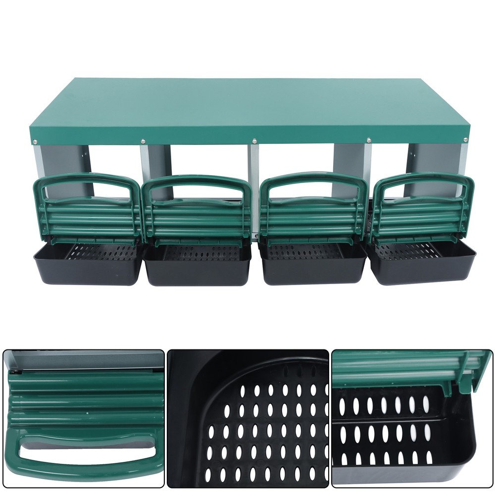 4 Hole Chicken Nesting Boxes Metal Chicken Egg Laying Box with Perch
