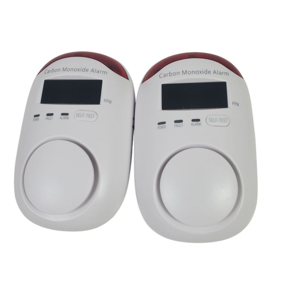 White Digital Display Plug in Type Carbon Monoxide Alarm - 2 Pack - WA996