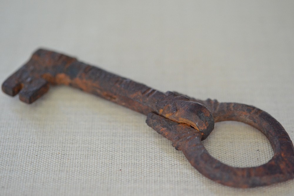 Ancient Islamic Iron Key with Geometric Form