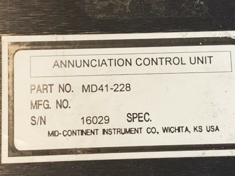 MID-CONTINENT INSTRUMENTS MD41-228 GPS ANNUNCIATION CONTROL UNIT