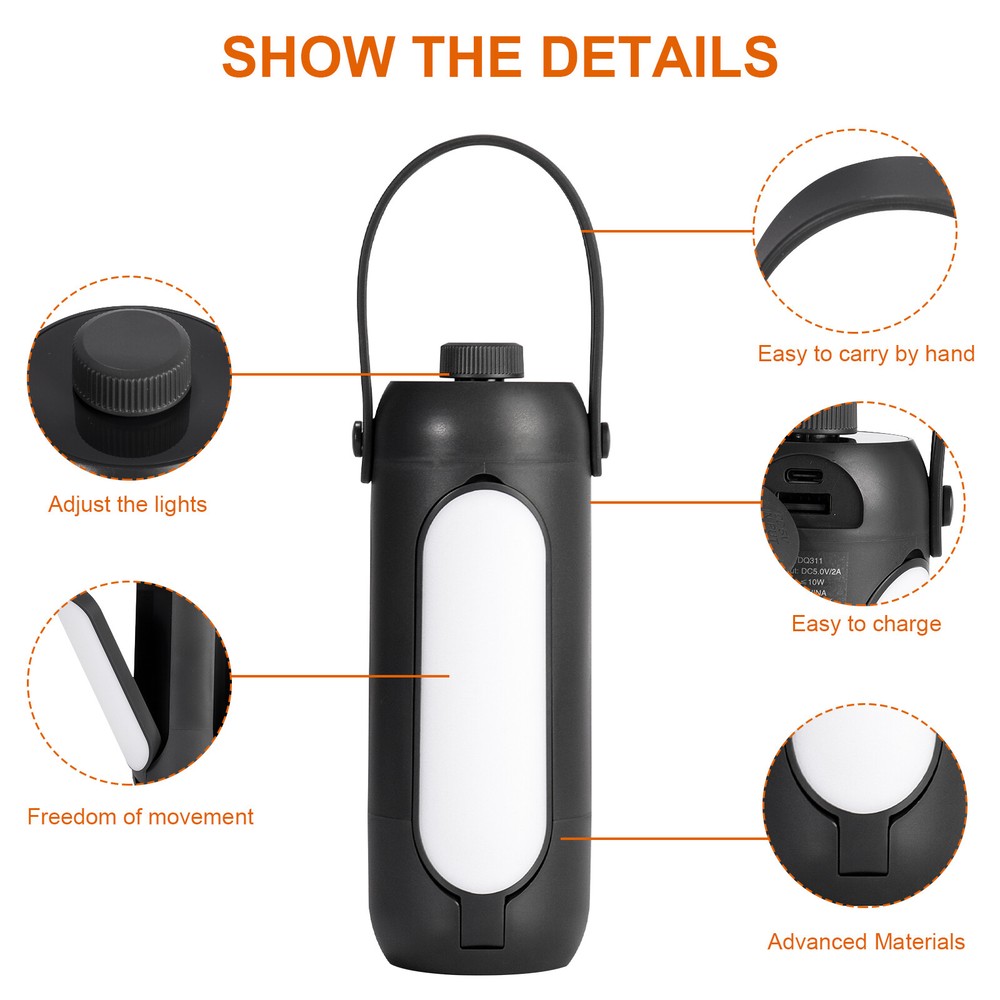 Foldable USB LED Flashlight Tent Light Rechargeable Camping Multifunctional Lamp
