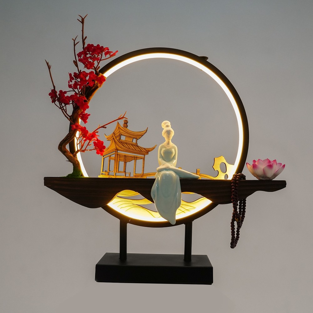 Backflow Incense Holder w/LED Light, Ceramic Backflow Incense Burner for Home