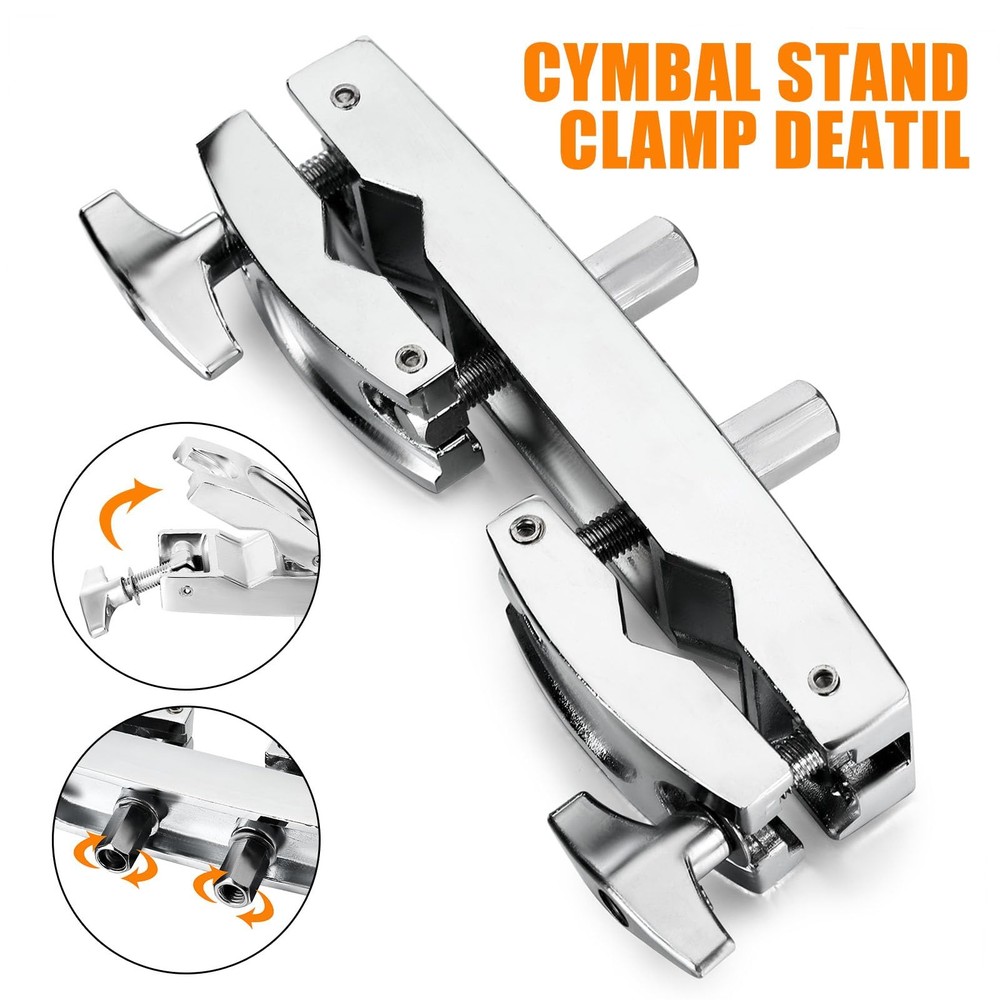 Cymbal Stand Multi-Clamp, Silver Drum Clamp Mount, Adjustable