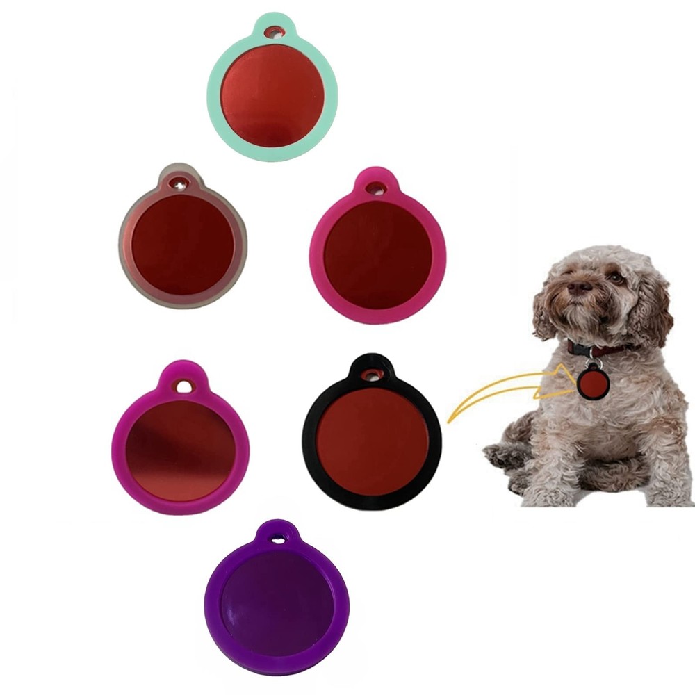 6 Pack Round Silicone Dog Tags - Personalized & Lightweight, Quiet Silencer w...
