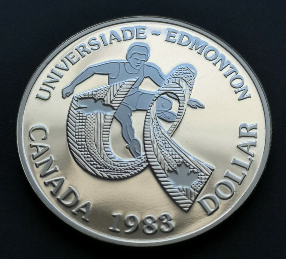 ***  CANADA  1983  PROOF  SILVER  DOLLAR  ***  EDMONTON  UNIVERSIADE  ***